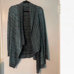 Asymmetrical teal cardigan